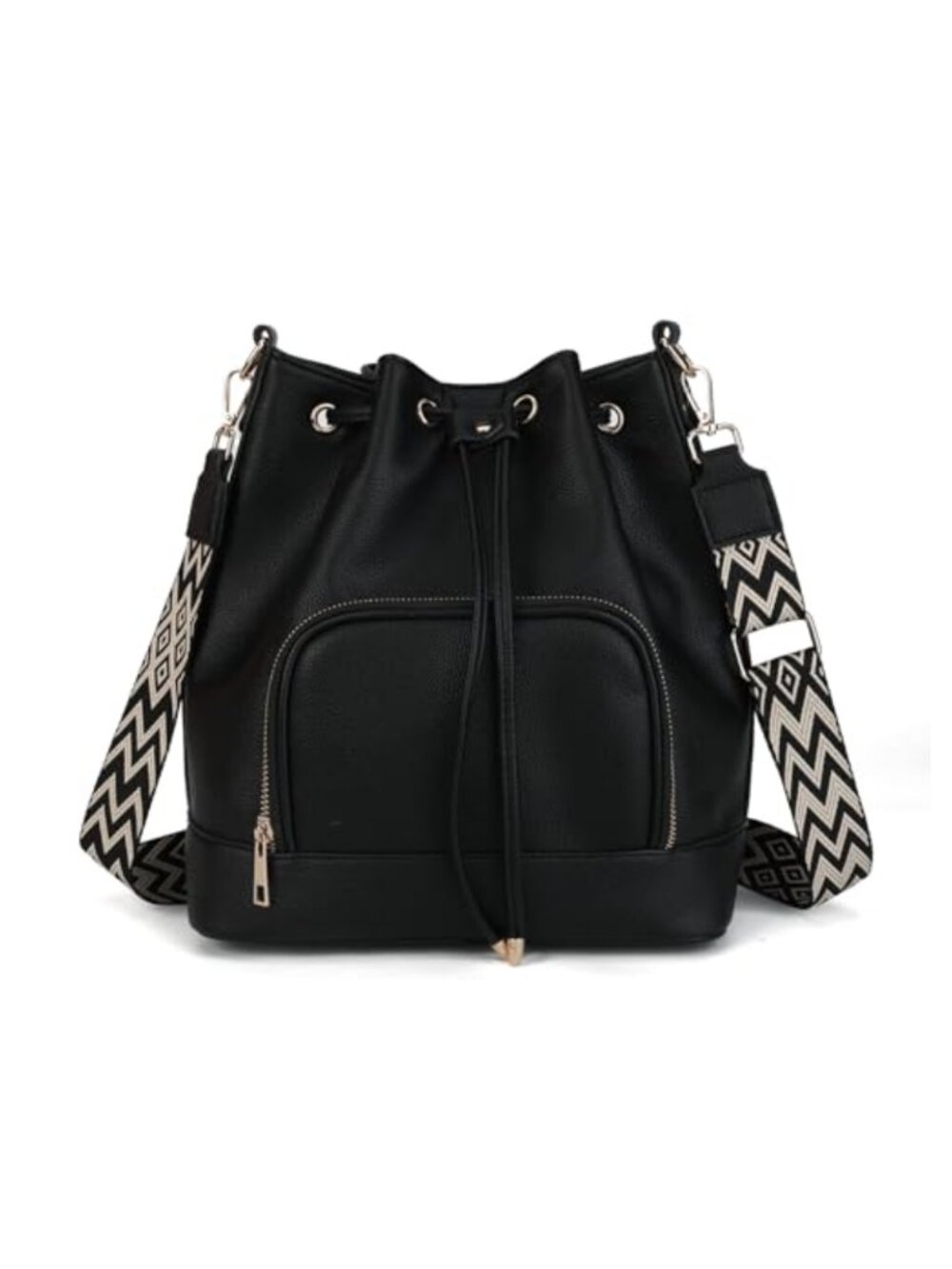 Faux Leather Bucket Crossbody Bag & Shoulder Purse for Women